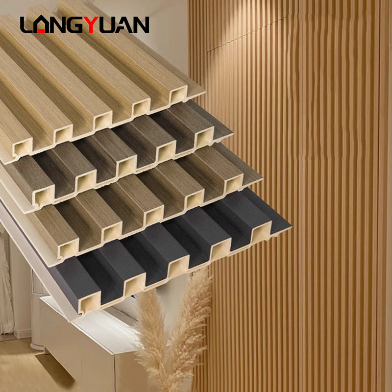 Decorative Natural Wood and Composite Plastic Wpc Pvc Interior Cladding Flutted Wall Panels Boards for Indoor