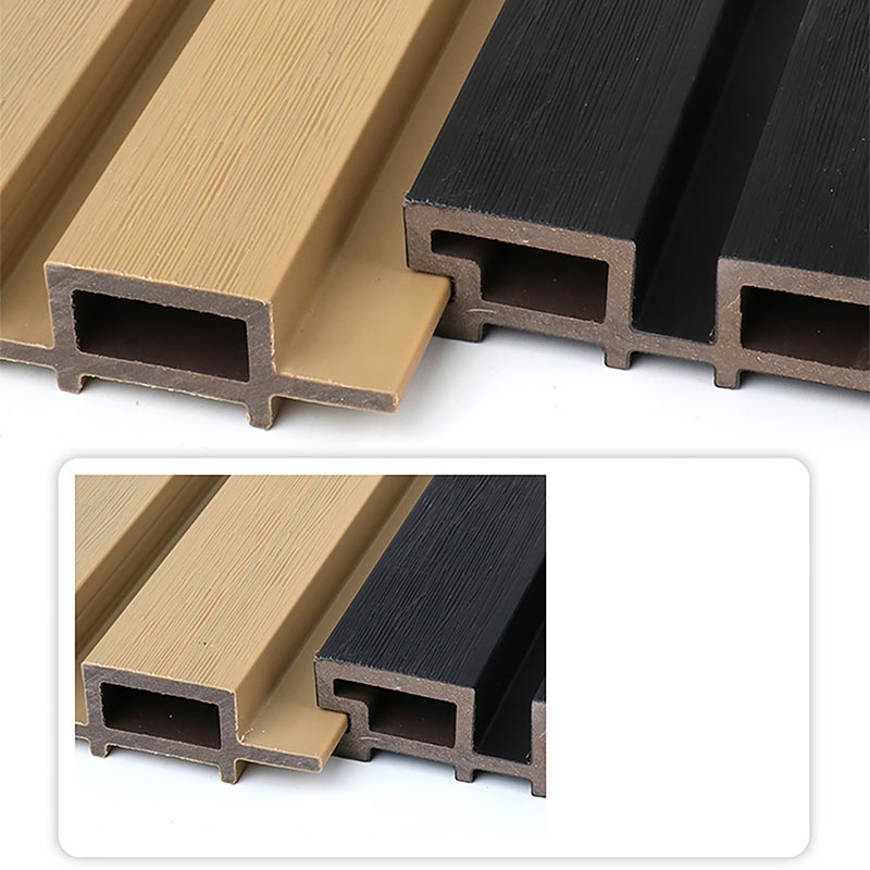 Water Resistant PVC WPC Fluted Wall Panel with Anti-Slip Brushed Grille Exterior Slat Wall for Outdoor and Bathroom Facades