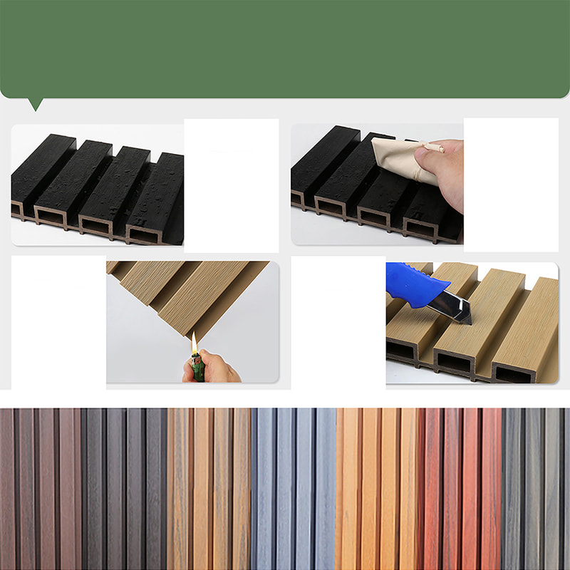 Water Resistant PVC WPC Fluted Wall Panel with Anti-Slip Brushed Grille Exterior Slat Wall for Outdoor and Bathroom Facades