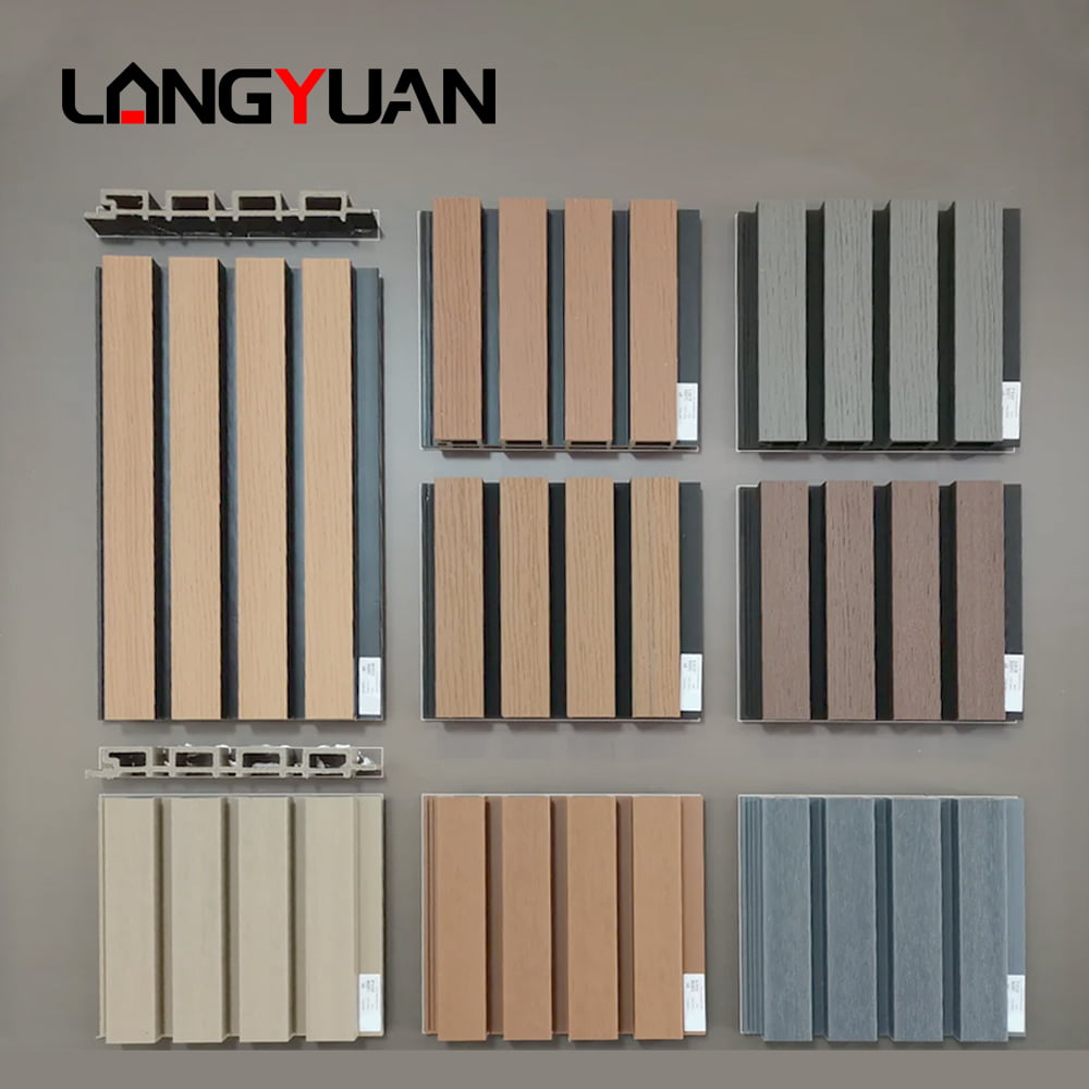 Water Resistant PVC WPC Fluted Wall Panel with Anti-Slip Brushed Grille Exterior Slat Wall for Outdoor and Bathroom Facades