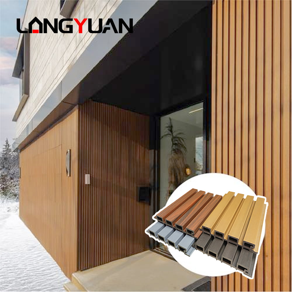 Water Resistant PVC WPC Fluted Wall Panel with Anti-Slip Brushed Grille Exterior Slat Wall for Outdoor and Bathroom Facades