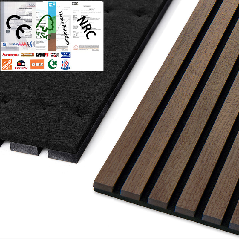 WPC Wall Decoration Akupanel 3D Design Interior Polyester Acoustic Panels Wooden Sound Isolation Slat Acoustic Wall Panels