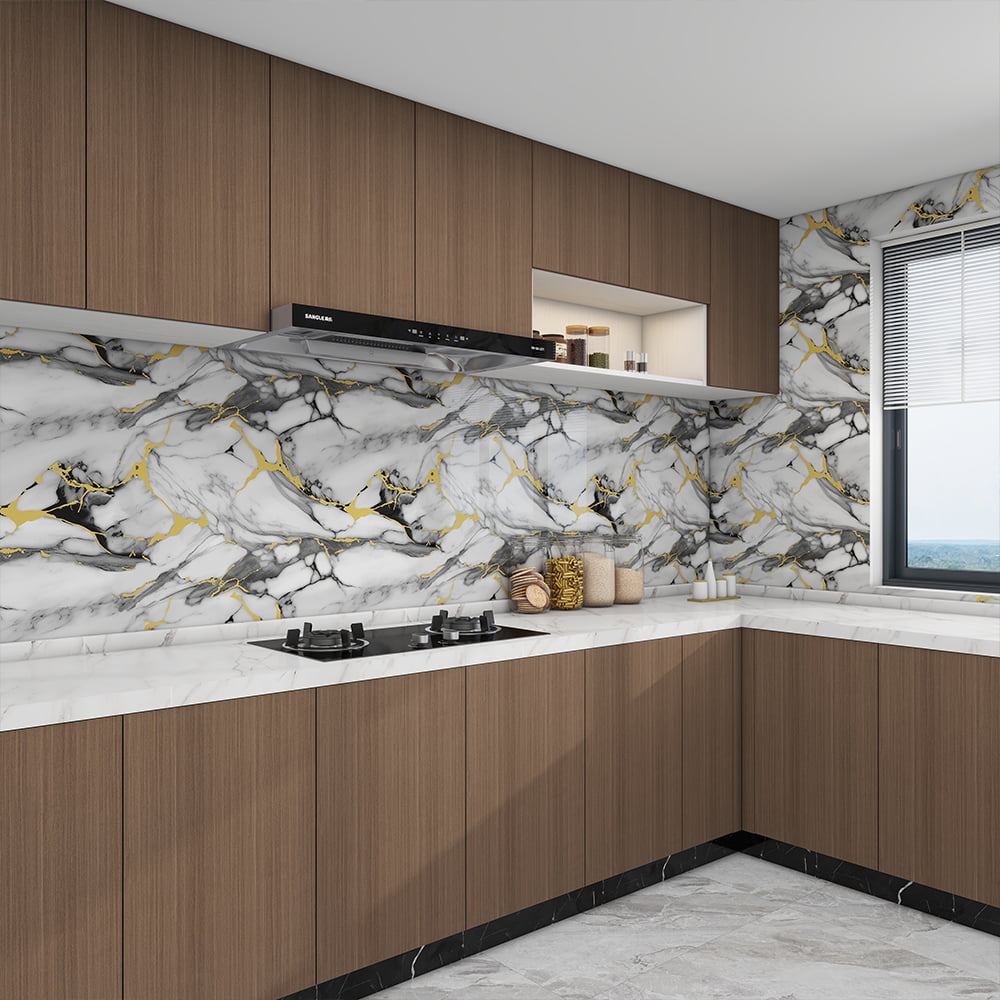 Modern High Glossy Marble Wallpaper Roll PVC Self Adhesive Waterproof Interior Home Decoration Marble Sheet Sticker