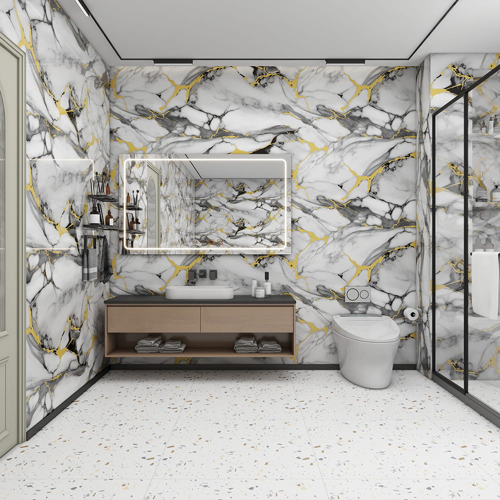 Modern High Glossy Marble Wallpaper Roll PVC Self Adhesive Waterproof Interior Home Decoration Marble Sheet Sticker