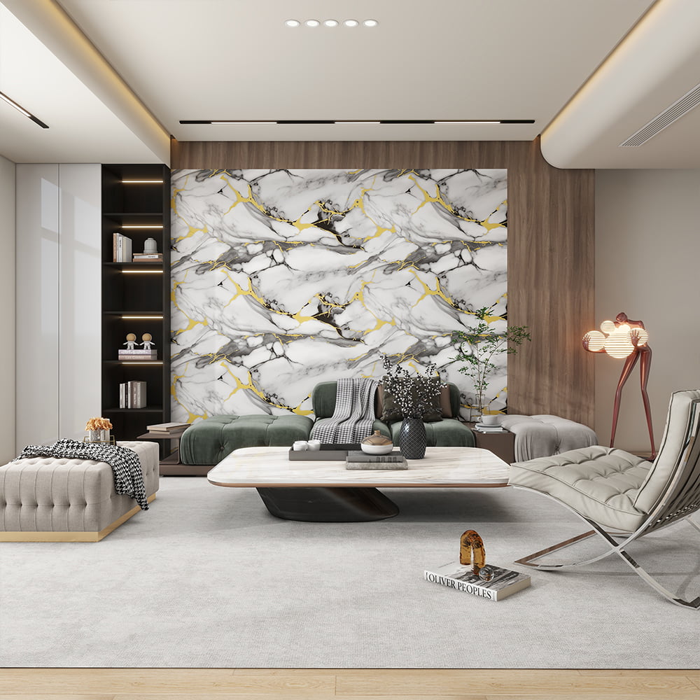 Modern High Glossy Marble Wallpaper Roll PVC Self Adhesive Waterproof Interior Home Decoration Marble Sheet Sticker