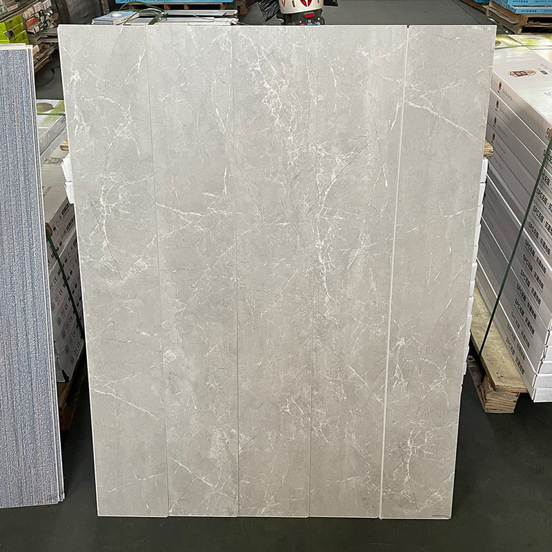 White and Black Marble Wooden Grain Rigid Core Interlock Click Lock Vinyl Plank Floor Piso PVC Interior Click Piso SPC Flooring