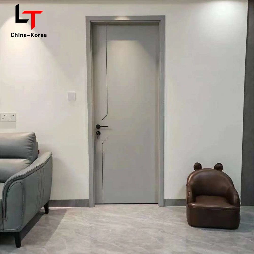 WPC Door Waterproof Soundproof Hospital Bedroom Indoor Room PVC Wood Plastic Composite Interior With Door Frame