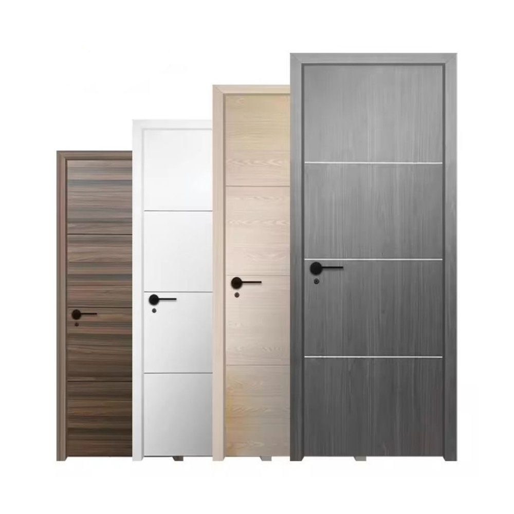 WPC Door Waterproof Soundproof Bedroom Indoor Room PVC Wood Plastic Composite Interior With Frame With Locks and Handles