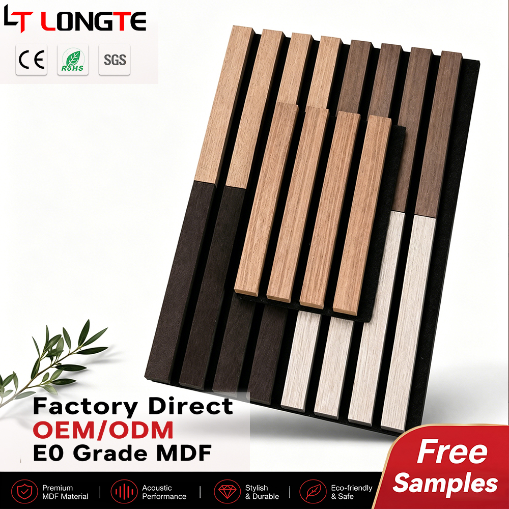 Acoustic Wood Slat Wall Panel with MDF Veneer for Sound Absorption