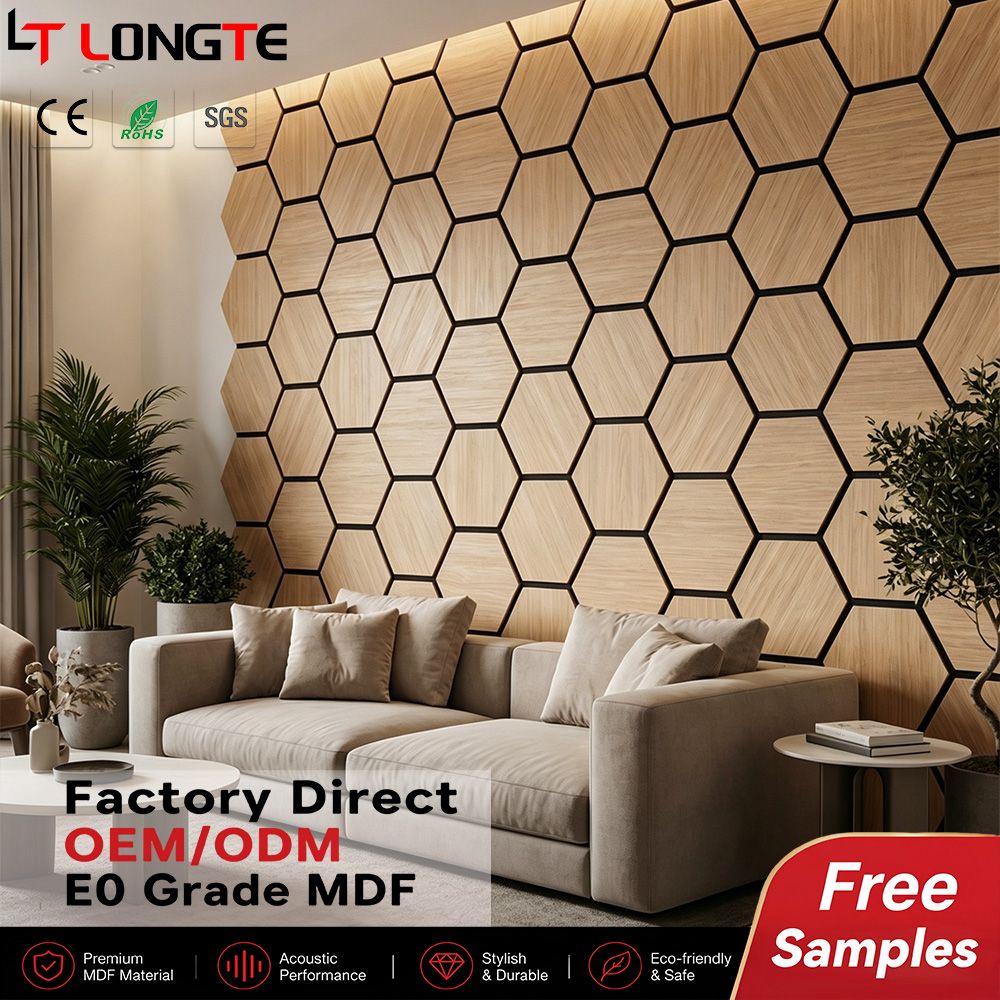Decorative Slatted Wood Acoustic Wall Panel for Interior Walls