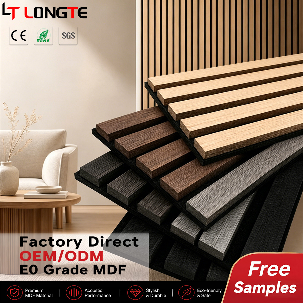 Fluted Wood Veneer Acoustic Wall Panel with MDF Backing
