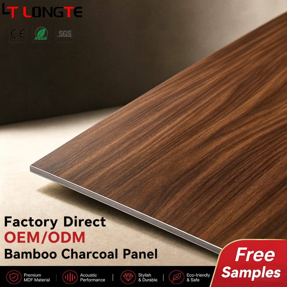 Chocolate Brown Timber-Look Bamboo Charcoal Wall Lining Board for Hotels and Offices