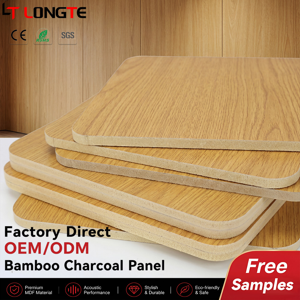 Golden Oak Wood Grain Bamboo Charcoal Wall Cladding Panel for Indoor Decoration