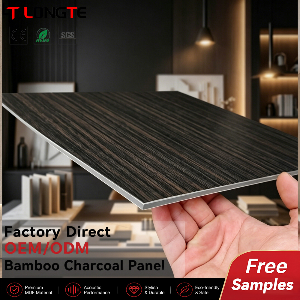 Espresso Stripe Bamboo Charcoal Wall Finishing Board for Studies and Executive Offices