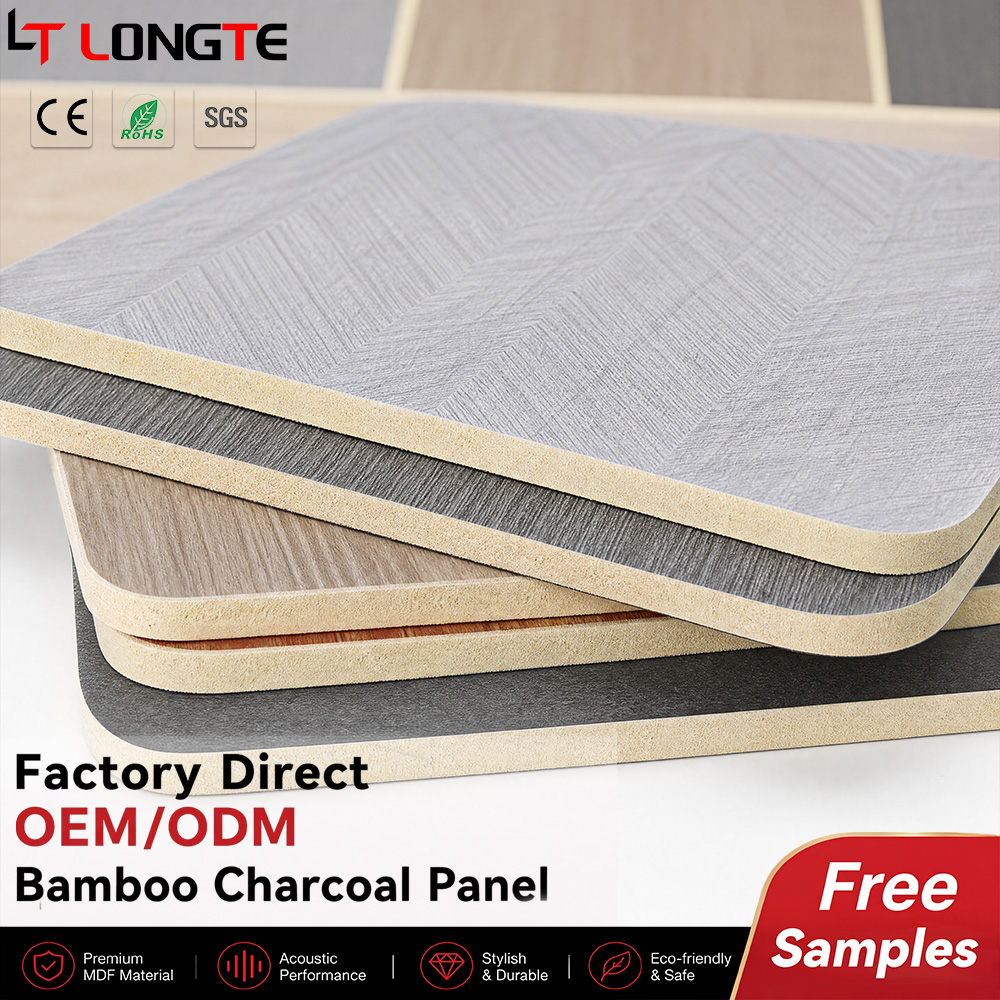 Grey Herringbone and Brushed Texture Bamboo Charcoal Wall Surfacing Boards