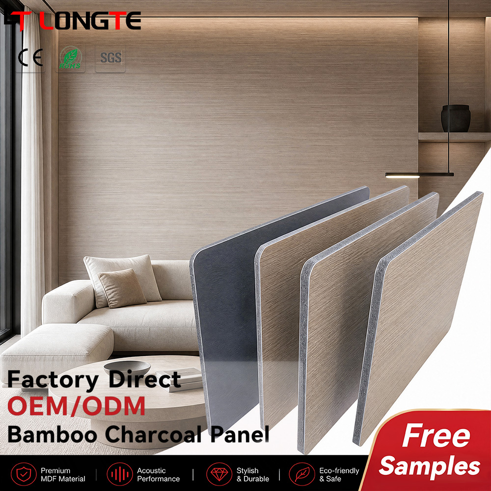 Taupe and Slate Silk-Texture Bamboo Charcoal Wall Panels for Hotel Suites and Show Homes