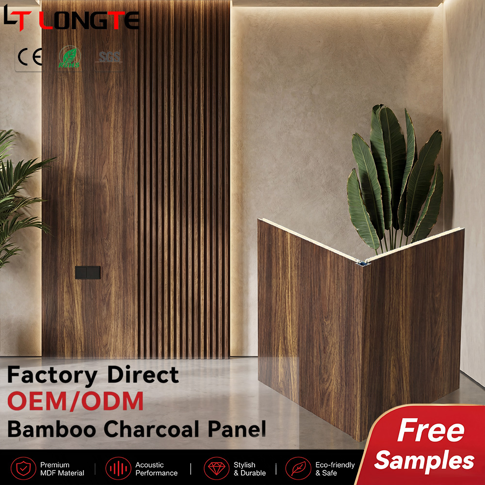 Amber-Streak Brown Bamboo Charcoal Wall Panels for Entrance Halls and Natural-Palette Interiors