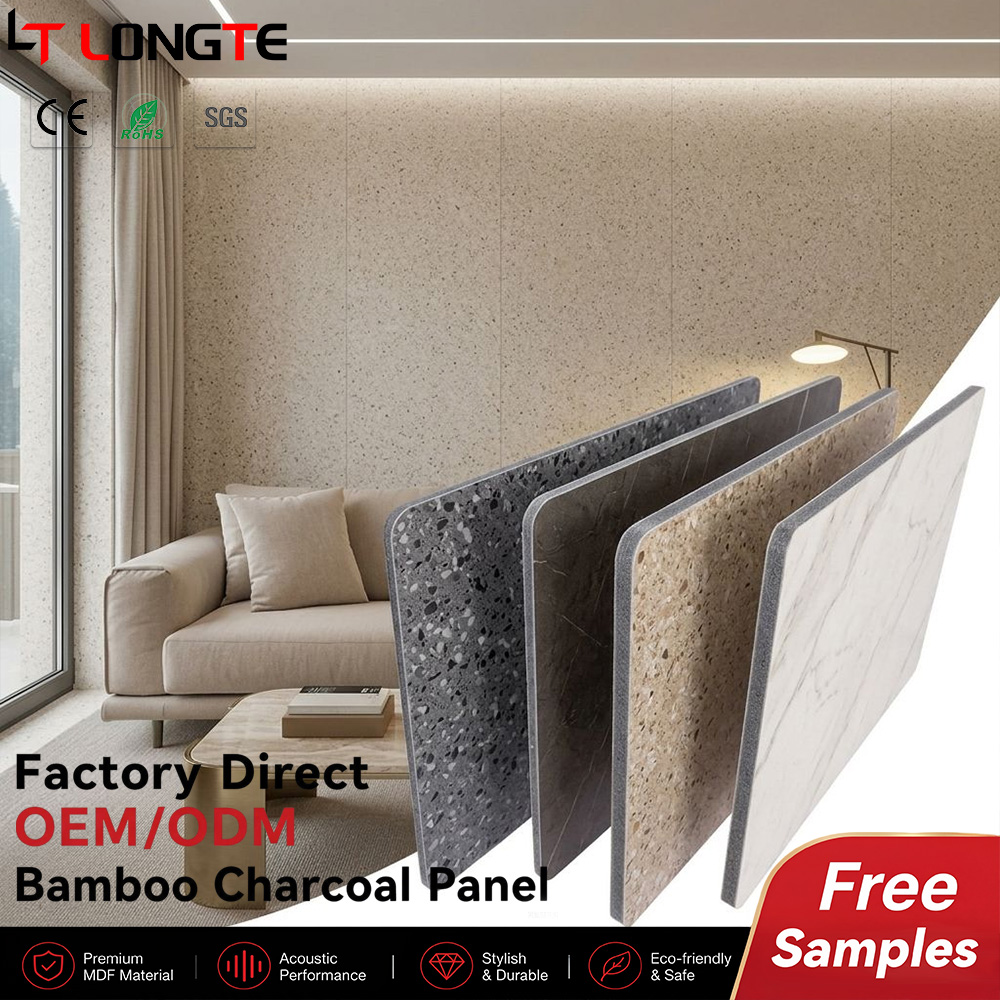 Terrazzo and Marble Effect Bamboo Charcoal Wall Sheet for Showrooms, Cafes and Modern Homes