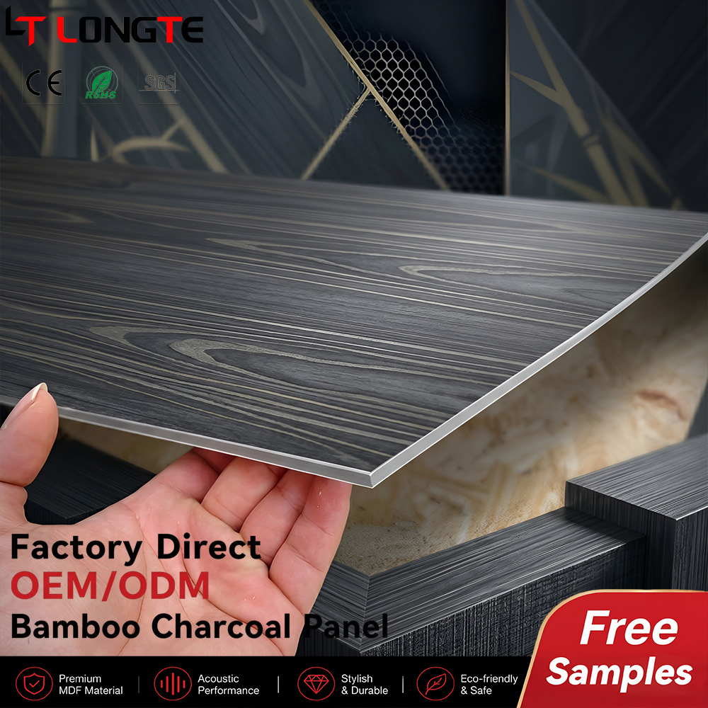 Smoked Ebony Bamboo Charcoal Integrated Wall Panel with Golden Grain Highlights